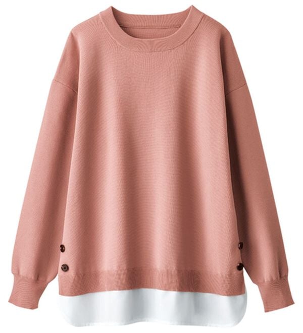 BELLUNA（ベルーナ）の「裾ボタン重ね着風ニットプルオーバー（ニット・セーター）」｜詳細画像