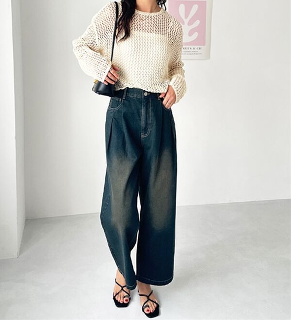 GeeRA（ジーラ）の「透かし編みメッシュニットプルオーバー（ニット・セーター）」｜詳細画像