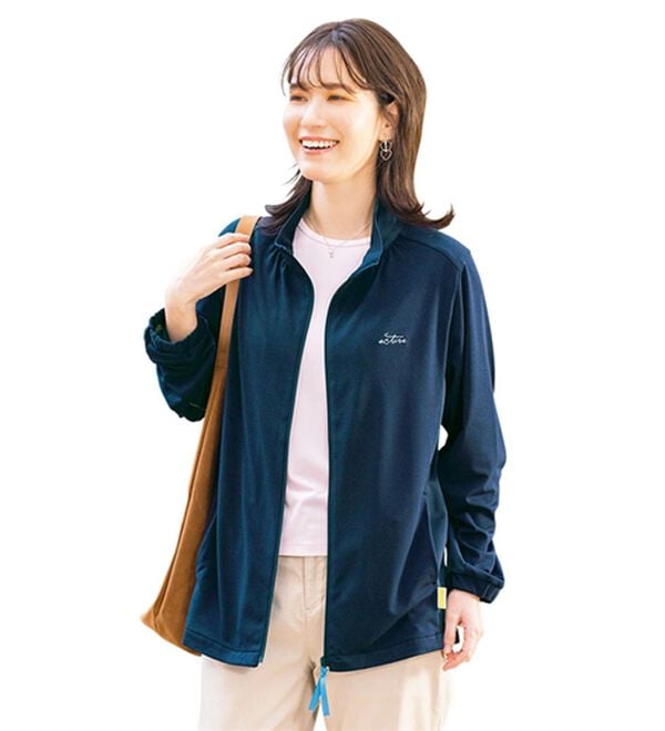 ルフラン（ルフラン）の「＜チョコザップ＞ちょこっとアクティブ　風通るブルゾン（ブルゾン）」｜ネイビー