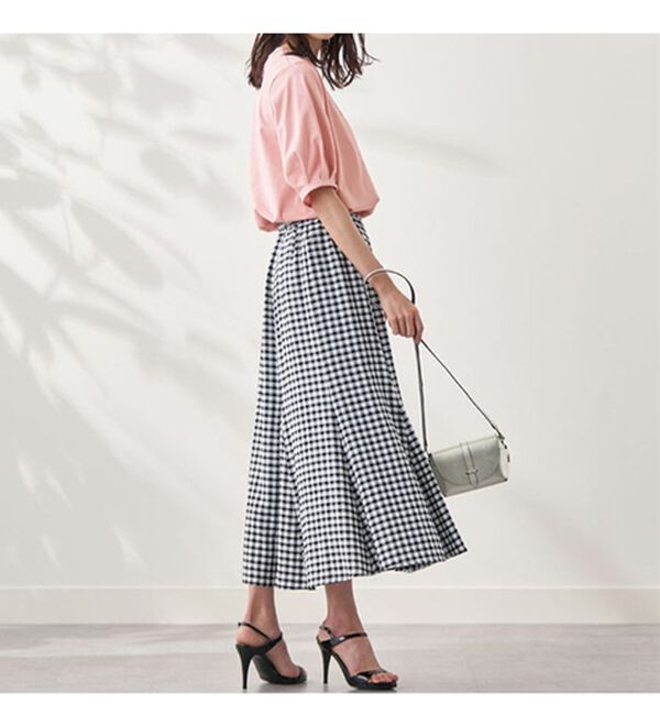 BELLUNA（ベルーナ）の「シアーチェック素材フレアースカート（ロングスカート）」｜詳細画像