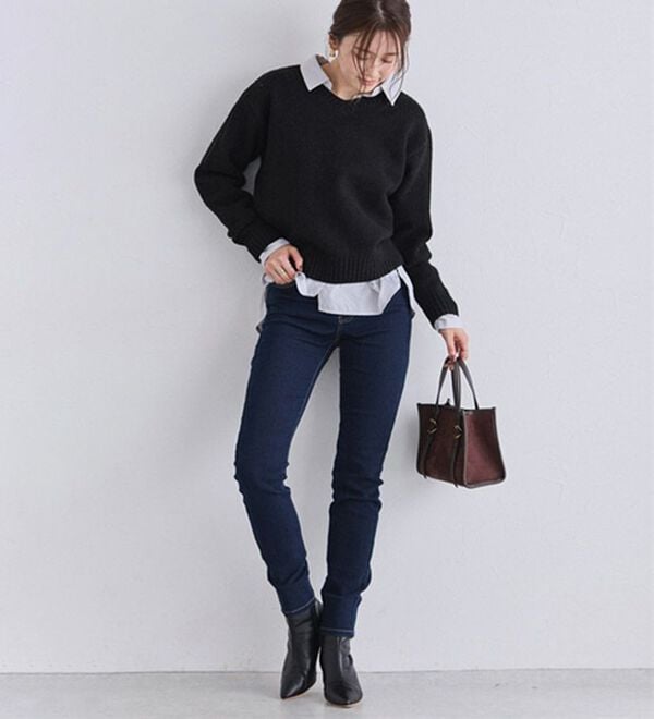 Pierrot（ピエロ）の「【ＸＳ～４Ｌ】ストレッチスキニーデニムパンツ（フルレングスパンツ）」｜詳細画像