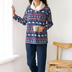 BELLUNA（ベルーナ）の「＜ｍｏｚ＞ノルディック柄ルームウェア上下セット（パジャマ・ルームウェア）」｜ネイビー