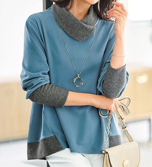 BELLUNA（ベルーナ）の「配色切替デザインプルオーバー（カットソー）」｜詳細画像