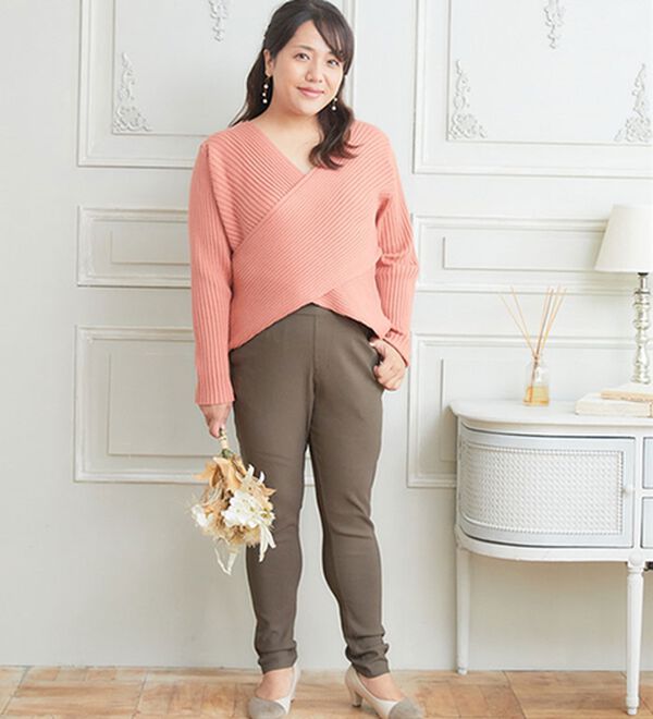 A HAPPY MARILYN（アハッピーマリリン）の「【Ｌ～８Ｌ／選べるデザイン】ストレッチ裏起毛美脚パンツ（テーパードパンツ）」｜詳細画像
