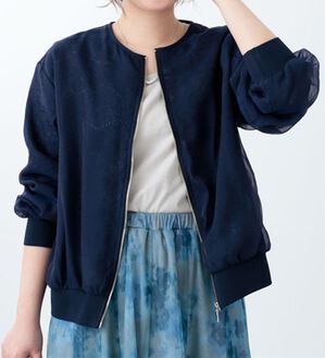 BELLUNA（ベルーナ）の「上品レース使いシアーブルゾン（ブルゾン）」｜ネイビー