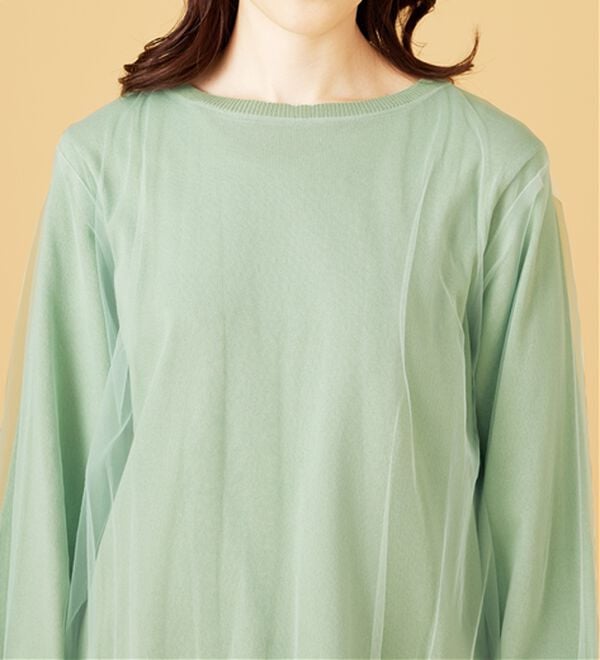 BELLUNA（ベルーナ）の「チュール重ねニットプルオーバー（ニット・セーター）」｜詳細画像