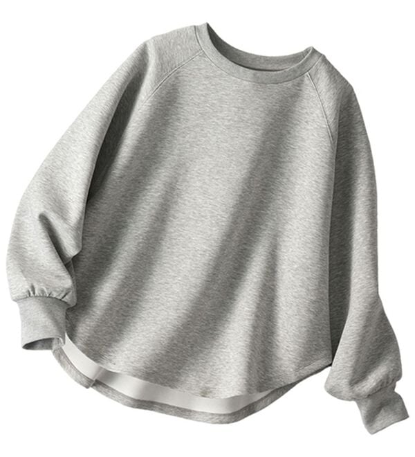 BELLUNA（ベルーナ）の「なめらかタッチ！もっちりん裾ラウンド短丈プルオーバー（カットソー）」｜詳細画像