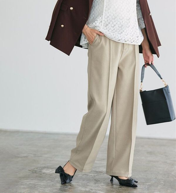 Pierrot（ピエロ）の「カシミヤタッチセミルーズストレートパンツ（フルレングスパンツ）」｜詳細画像