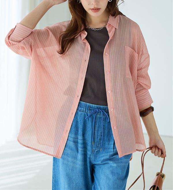 BELLUNA（ベルーナ）の「【接触冷感】透け感バックシャーリングシャツ（シャツ）」｜詳細画像