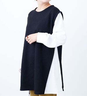 BELLUNA（ベルーナ）の「幾何柄ジャカード袖切替チュニック（チュニック）」｜黒
