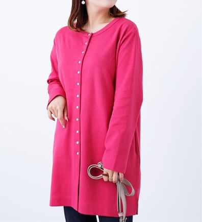 BELLUNA（ベルーナ）の「ポンチ素材ロング丈カーディガン（ニットカーディガン）」