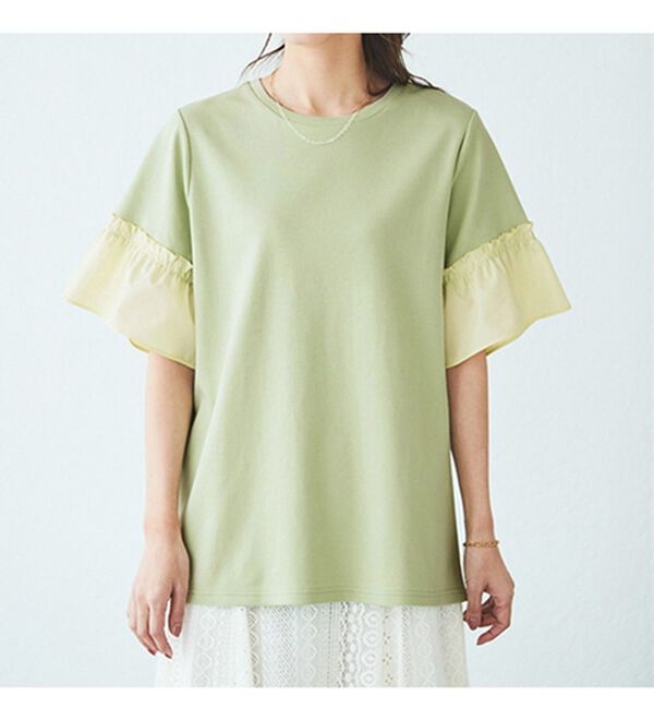 BELLUNA（ベルーナ）の「オーガニックコットン素材切替デザインプルオーバー（カットソー）」｜詳細画像