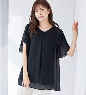 alotta（アロッタ）の「【接触冷感】インナー付チューリップ袖チュニック（チュニック）」｜ネイビー