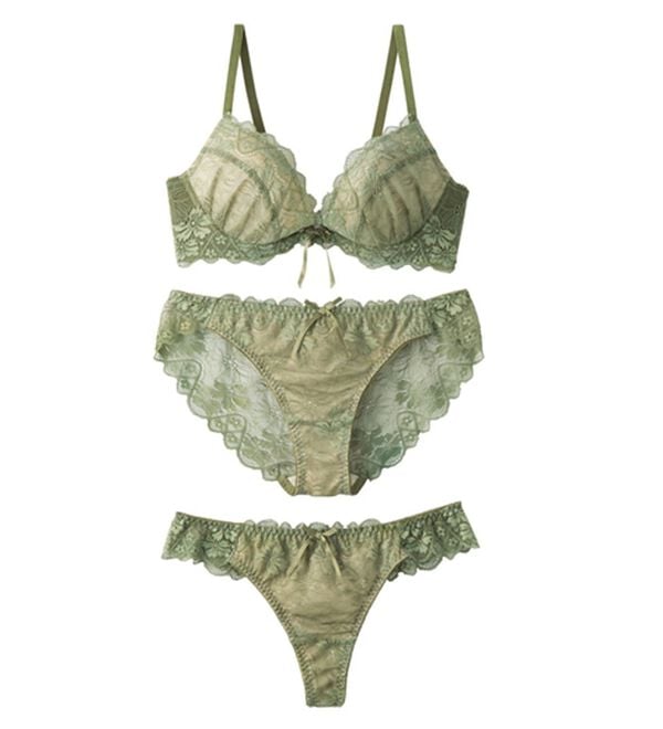 YU'NOW（ユナウ）の「【３点セット】ヌーディーレースブラ＆ショーツ＆Ｔバック（ブラジャー＆ショーツセット）」｜詳細画像