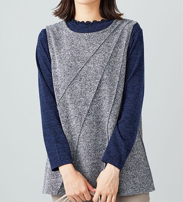 BELLUNA（ベルーナ）の「ブークレ素材タックデザインアンサンブル（アンサンブル）」｜詳細画像