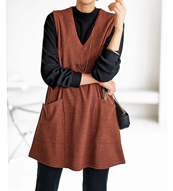 BELLUNA（ベルーナ）の「杢調素材ポケットデザインジャンパードレス（ジャンパースカート）」｜詳細画像