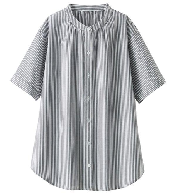 BELLUNA（ベルーナ）の「ギャザー使いバンドカラーブラウス（ブラウス）」｜詳細画像