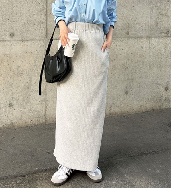 GeeRA（ジーラ）の「【着回し力◎】楽ちんすっきり見え！リブロングスカート（ロングスカート）」｜詳細画像