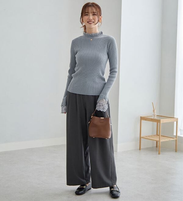 GeeRA（ジーラ）の「大人可愛い！レースが上品なハイネックニット（ニット・セーター）」｜詳細画像