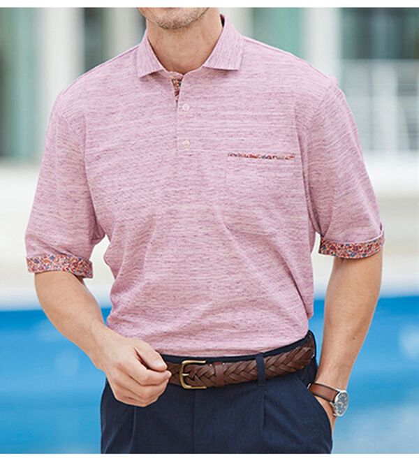 「＜コムルヴァン・オム＞大人のメランジ鹿の子ポロシャツ（メンズポロシャツ）」｜詳細画像