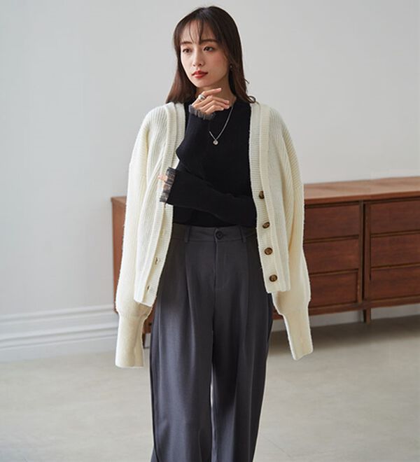 RANAN（ラナン）の「シアーフリルハイネックリブニット（ニット・セーター）」｜詳細画像