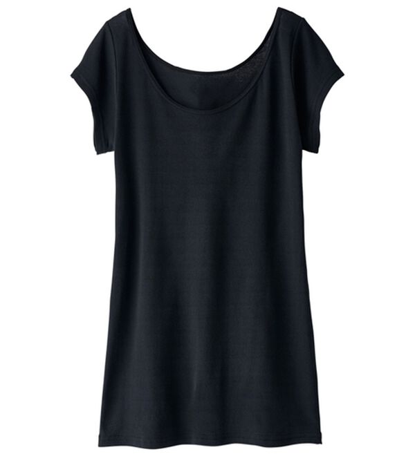 LAVIENNE（ラヴィエンヌ）の「【ムレ嫌いさん必見！】綿１００％涼しいフレンチスリーブインナー＜さらりラボ＞（肌着・インナーウェア）」｜ブラック