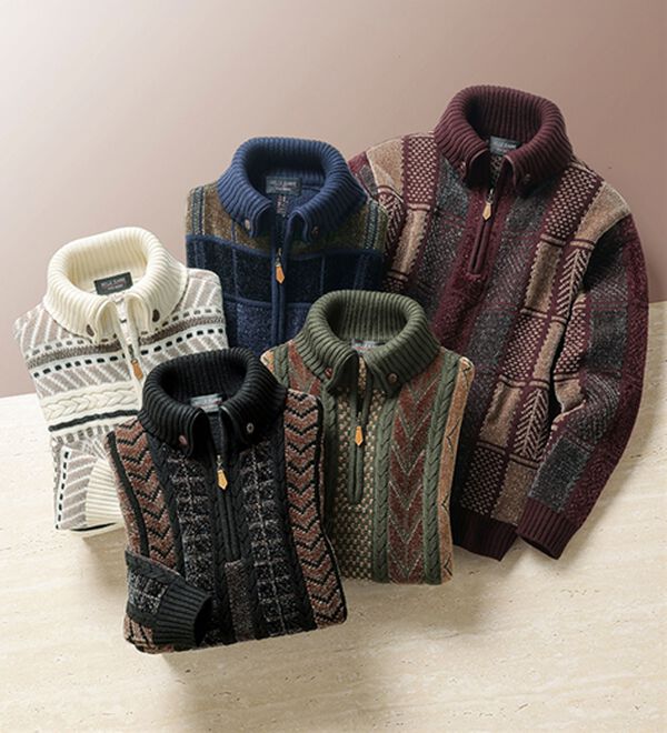 「衿暖かふっくらモールセーター（メンズニット・セーター）」｜詳細画像