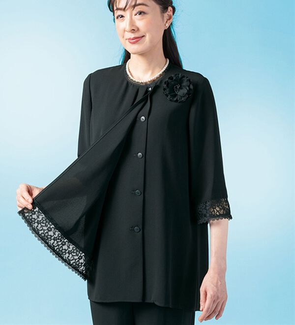 ルフラン（ルフラン）の「上品レース使いブラジャケパンツスーツ（ブラックフォーマル（喪服・礼服））」｜詳細画像