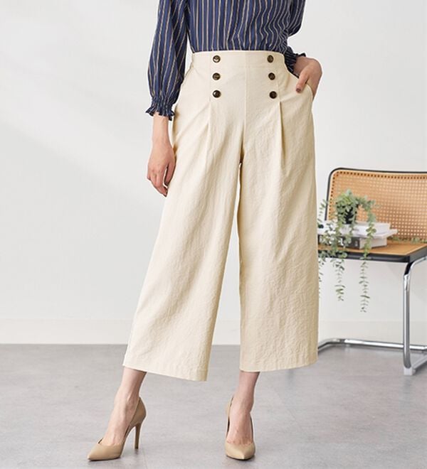 BELLUNA（ベルーナ）の「サラもち！快適ビンテージ調素材ワイドパンツ（ワイドパンツ・ガウチョ）」｜詳細画像