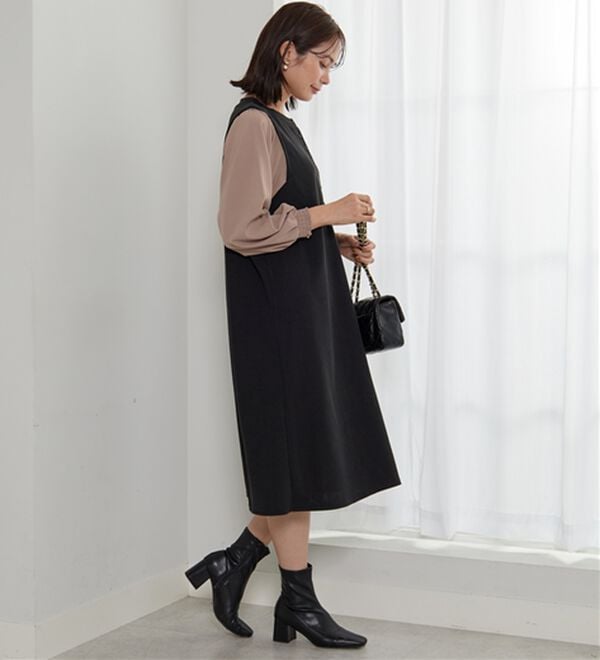 BELLUNA（ベルーナ）の「ヘンリーネック袖切替デザインワンピース（その他ワンピース）」｜詳細画像