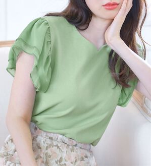 alotta（アロッタ）の「テレコリブ異素材フレアー袖トップス（カットソー）」｜詳細画像