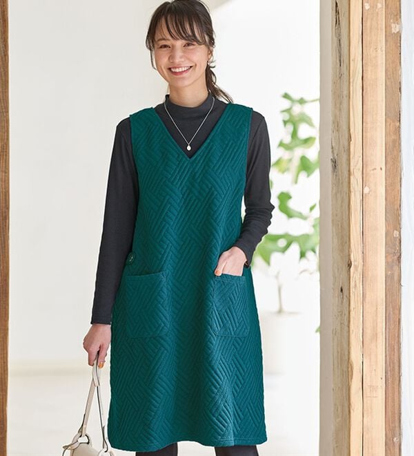 BELLUNA（ベルーナ）の「キルト柄ジャンパードレス（ジャンパースカート）」｜詳細画像