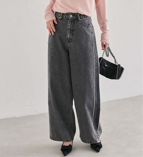 RANAN（ラナン）の「配色サイドフリンジワイドデニム（フルレングスパンツ）」｜詳細画像