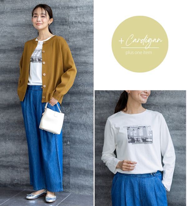 BELLUNA（ベルーナ）の「【着回しのミカタ！】綿100％大人顔サマ見えプリントロンT（カットソー）」｜詳細画像