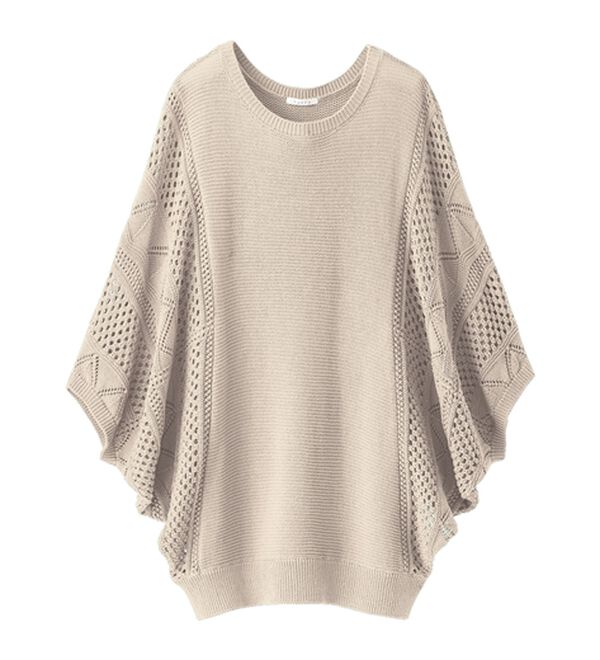 BELLUNA（ベルーナ）の「透かし編ドルマンニットプルオーバー（ニット・セーター）」｜詳細画像