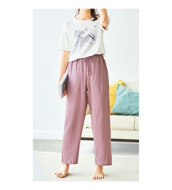 BELLUNA（ベルーナ）の「はき心地抜群！楊柳ダブルガーゼパンツ（その他パンツ）」｜詳細画像