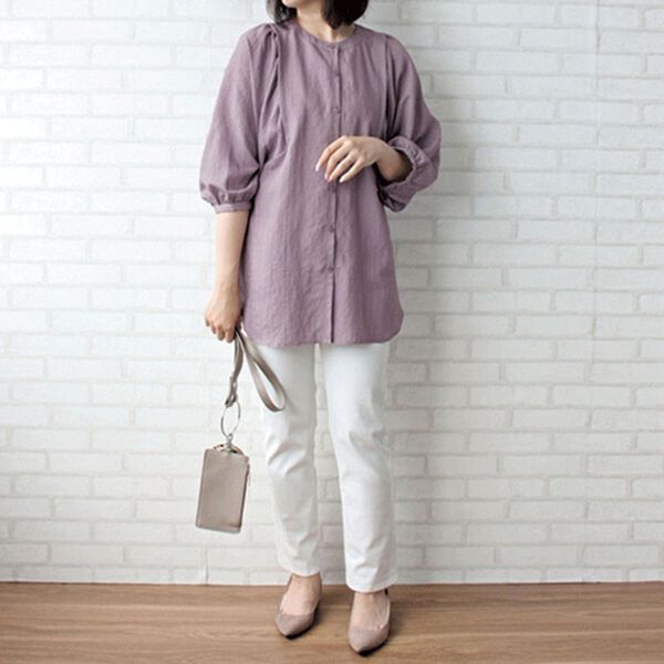 BELLUNA（ベルーナ）の「ドビー素材タック使いシャツチュニック（チュニック）」｜詳細画像