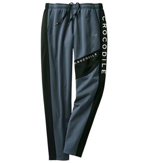 「＜クロコダイル＞防風ストレッチ裏フリースジャージパンツ（メンズフルレングスパンツ）」｜チャコール