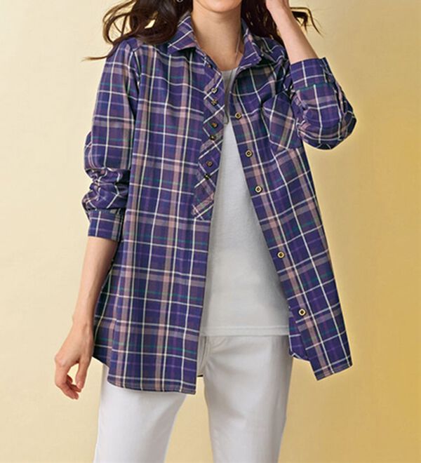 BELLUNA（ベルーナ）の「秋冬の街に映えるチェック柄シャツチュニック（シャツ）」｜詳細画像