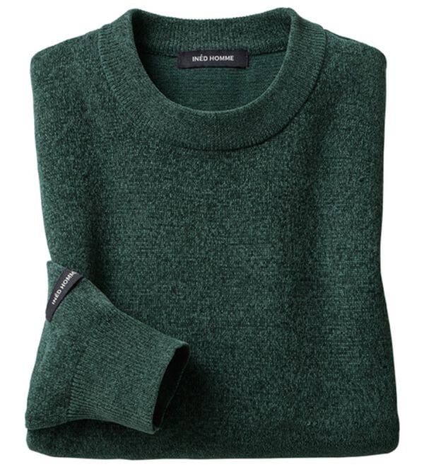 「＜イネド　オム＞もっちりモールセーター（メンズニット・セーター）」｜グリーン