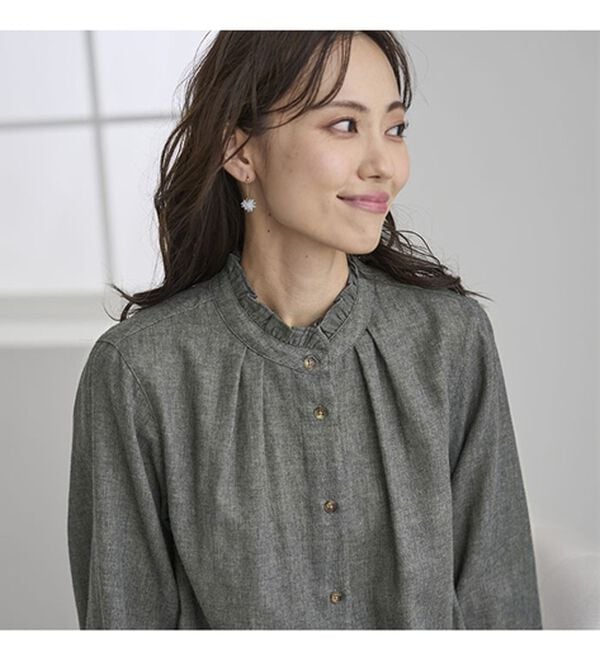 BELLUNA（ベルーナ）の「オーガニックコットンダブルガーゼブラウス（ブラウス）」｜詳細画像