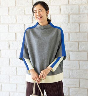 ルフラン（ルフラン）の「すっきり見えのライン配色ニット（ニット・セーター）」｜グレー系