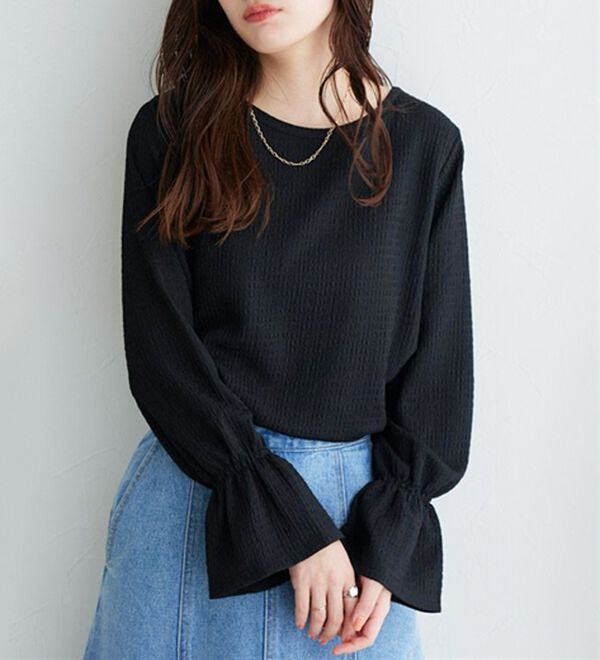 Pierrot（ピエロ）の「デザインが選べるジャカードカットソー（カットソー）」｜ブラック