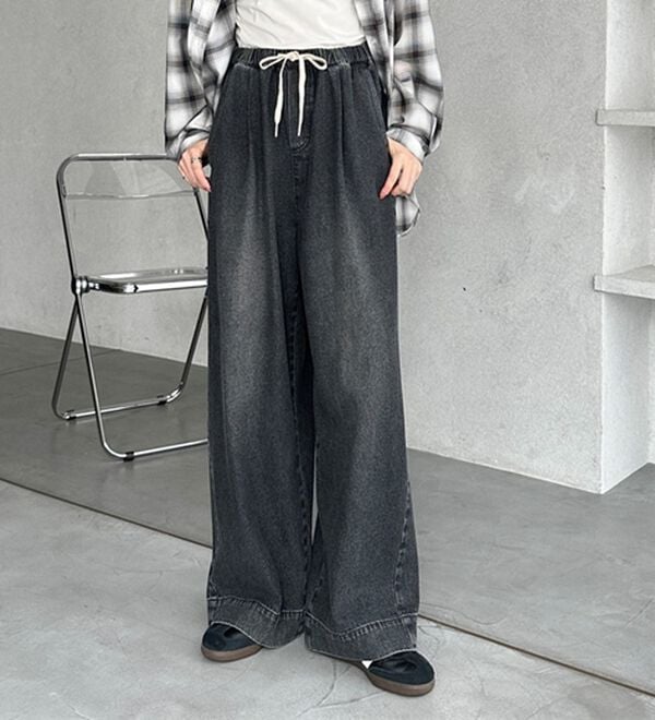 GeeRA（ジーラ）の「美脚見えイージーワイドデニムパンツ（フルレングスパンツ）」｜詳細画像