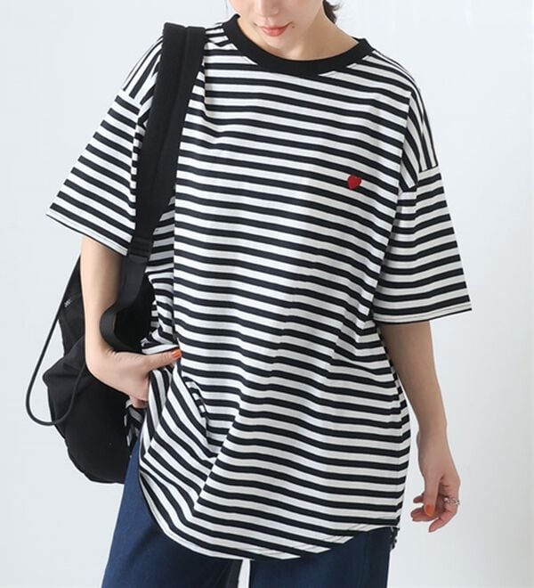 A HAPPY MARILYN（アハッピーマリリン）の「【Ｌ～９Ｌ】選べる４デザイン♪綿１００％ロングＴシャツ（Tシャツ）」｜ボーダーA／Aタイプ