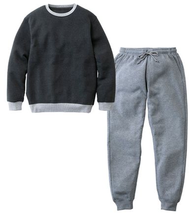 「＜シンプル＆プラス＞裏起毛スウェット上下セット（メンズルームウェア）」
