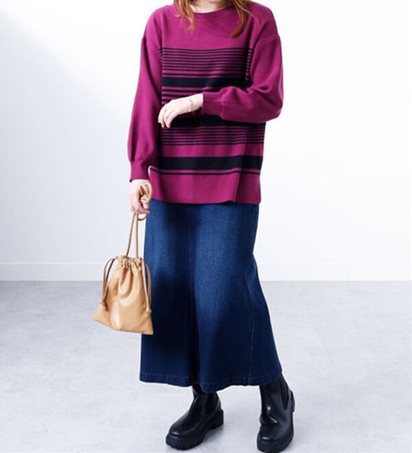 BELLUNA（ベルーナ）の「ランダムボーダーニットプルオーバー（ニット・セーター）」｜詳細画像