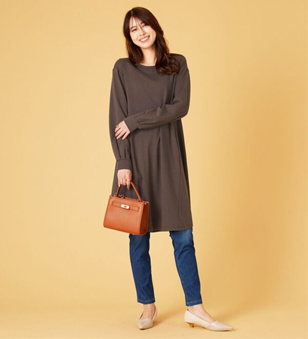 BELLUNA（ベルーナ）の「【吸湿発熱】ポンチ素材チュニックワンピース（チュニックワンピース）」｜詳細画像