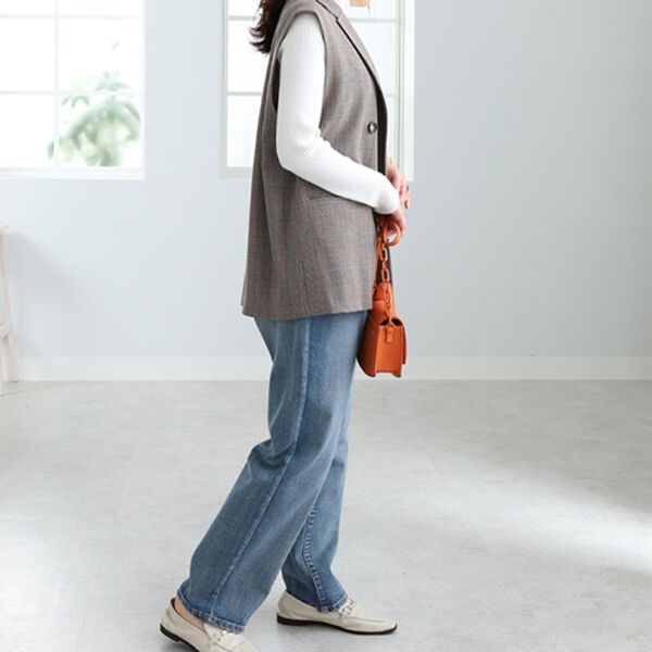 BELLUNA（ベルーナ）の「チェック柄テーラードデザインジレ（ジレ）」｜詳細画像