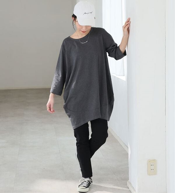 A HAPPY MARILYN（アハッピーマリリン）の「【Ｍ～８Ｌ】選べる袖！コク－ンシルエットチュニック（チュニック）」｜詳細画像